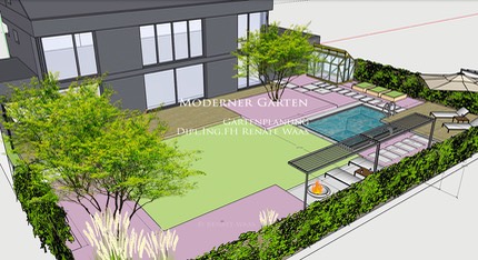 Fernplanung Beispiel Einfache-3D-Darstellung Gartenplanung Gartendesign Renate-Waas Muenchen Deutschland Europa