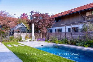 Gartenplanung Pool Renate-Waas Muenchen Gartendesign Bruckmuehl moderner Garten pflegeleichter Garten Staudenbeete