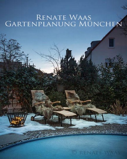Kiesflaeche Winter Pool Gartenplanung Renate Waas Landhausgarten